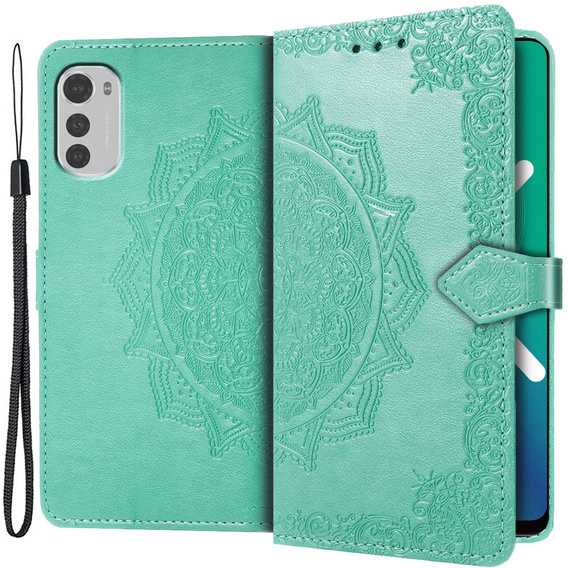 Etui z klapką do Motorola Moto E32 4G, Mandala, zielone