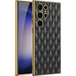 Etui do Samsung Galaxy S24 Ultra, Leather Rhombus, czarne