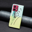 Etui z klapką do Motorola Moto G84 5G, Wallet, Feather niebieskie / żółte