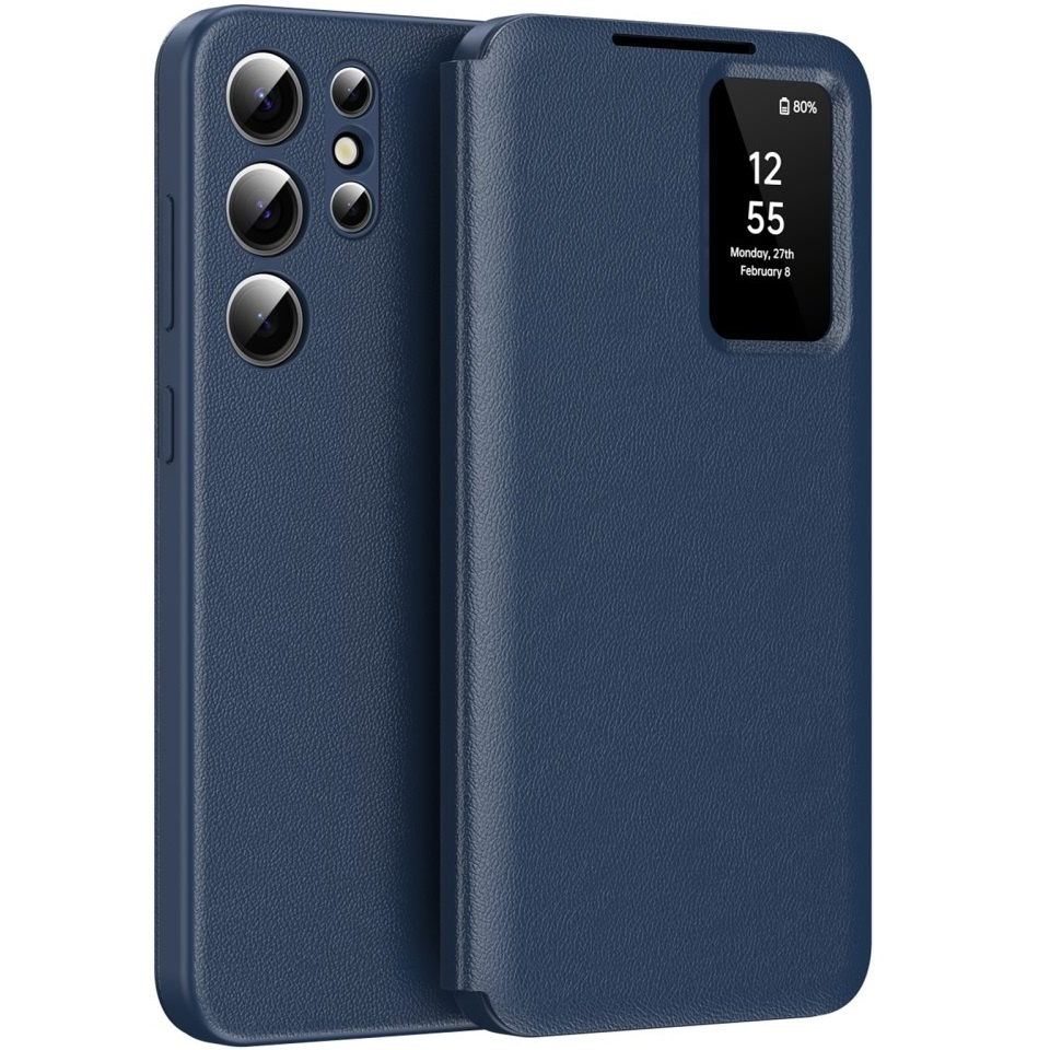 Etui z klapką do Samsung Galaxy S23 Ultra, Smart View Wallet, niebieskie