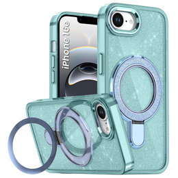 Etui do iPhone 16e, Glittery Magnetic Kickstand, niebieskie