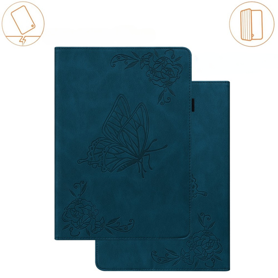 Etui do Lenovo Tab M9, Wallet Pen Slot, butterflies, niebieskie