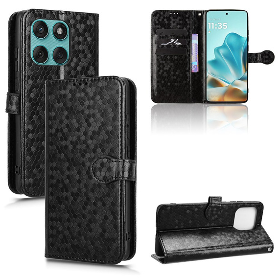 Etui z klapką do Motorola Edge 60 / 60 Fusion, Wallet Rhombus, czarne