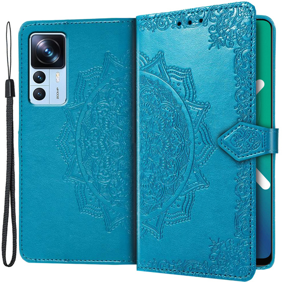 Etui z klapką do Xiaomi 12T / 12T Pro, Mandala, niebieskie