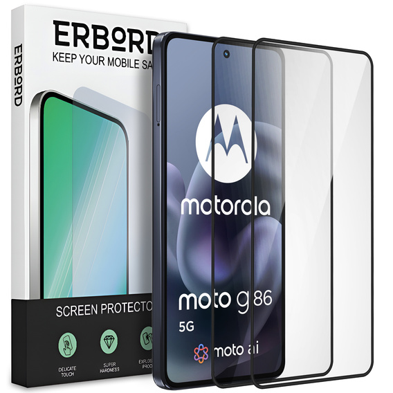 2x Szkło Hartowane do Motorola Moto G86 Power 5G, ERBORD 9H Hard Glass, szybka