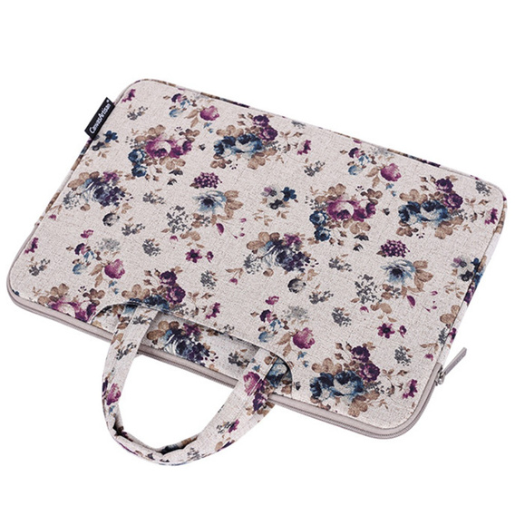 Etui na Laptopa 13" z Kwiatowym Wzorem i Uchwytem - Khaki
