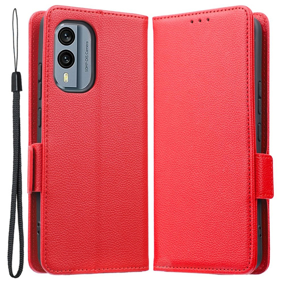 Etui z klapką do Nokia X30 5G, Wallet Litchi Magnet Case, czerwone