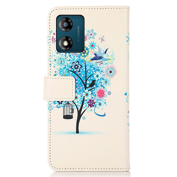 Etui z klapką do Motorola Moto E13, Wallet, Flower Tree niebieskie