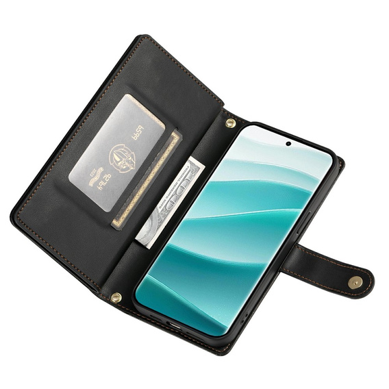 Etui z klapką do Xiaomi Redmi Note 15 Pro Plus 5G / Poco M8 Pro 5G, Wallet Zipper Pocket, czarne