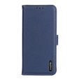 Skórzane Etui KHAZNEH RFID do Xiaomi Poco F6, Litchi Texture, niebieskie