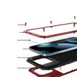 Etui do iPhone 15 Pro, pancerne, z wbudowanym szkłem, czerwone