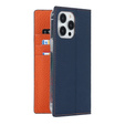 Etui z klapką do iPhone 14 Pro, Litchi Skin Grain, granatowe