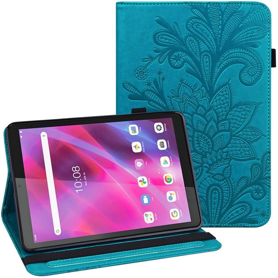 Etui do Lenovo Tab M8 Gen 4 TB-300FU, With stand, Flower, niebieskie