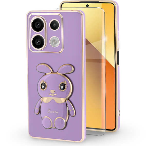 Etui do Xiaomi Redmi Note 13 5G, Rabbit, fioletowe + Szkło Hartowane 9H