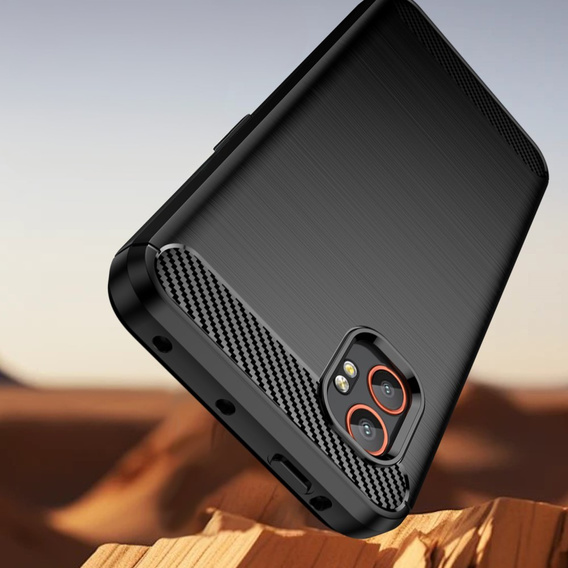 Etui ochronne do Samsung Galaxy Xcover 7 Pro – czarne, tekstura włókna węglowego, szczotkowane wykończenie
