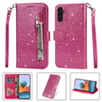 Etui z klapką do Samsung Galaxy A35 5G, Wallet Zipper Pocket Glittery, różowe