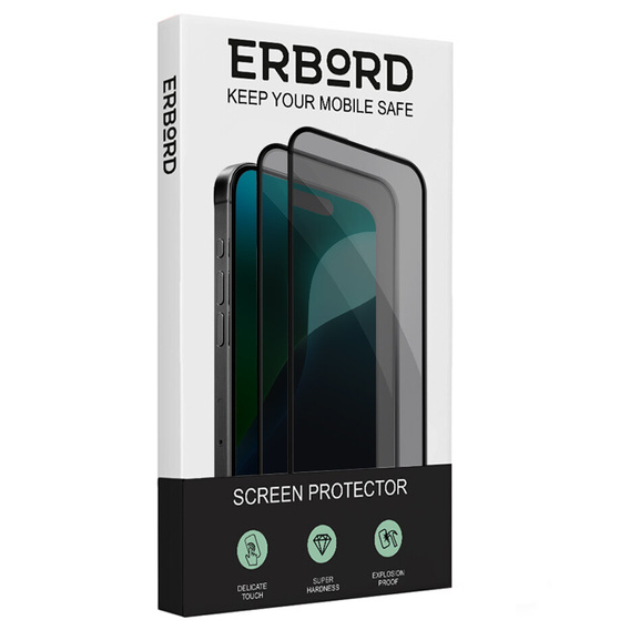 2x Szkło Prywatyzujące do iPhone 17 Pro / 17 / 16 Pro, ERBORD Anti-Spy Hartowane