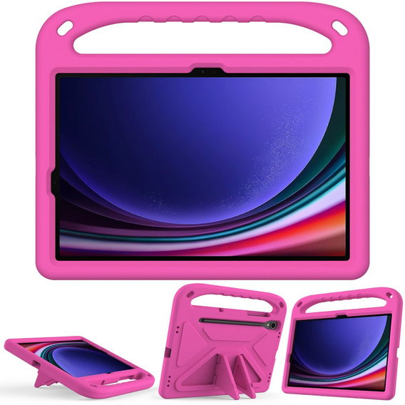 Etui dla dzieci do Samsung Galaxy Tab S10 Lite / S10 FE / S9 FE, z uchwytem, różowe
