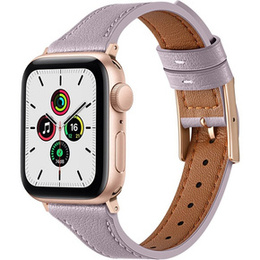 Pasek Skórzany do Apple Watch 1/2/3/4/5/6/7/8/9/10/11/SE 38/40/41/42mm, Fioletowy