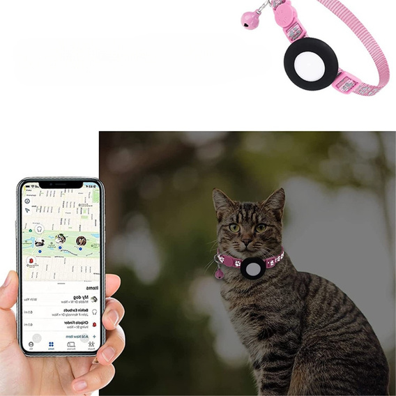 Etui Obroża nylonowa z dzwoneczkiem do Apple AirTag, Różowa