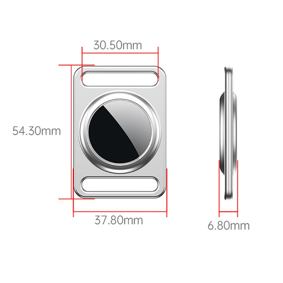 Etui do Apple AirTag 2 / 1, aluminiowe, z karabińczykiem, srebrne