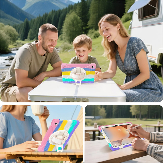 Pancerne etui do Samsung Galaxy Tab A11+, z podstawką i paskiem na ramię – wielokolorowe