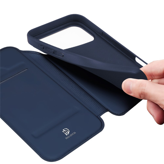 Etui Dux Ducis do iPhone 17 Pro Max, Skin Pro, z klapką, z miejscem na kartę, granatowe