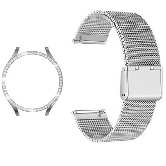 Pasek Bransoleta Milanese + Etui do Samsung Galaxy Watch 7 40mm, Srebrna