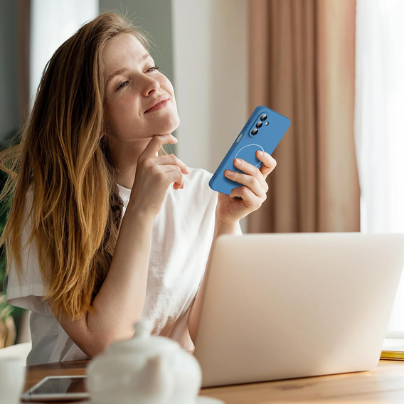 Etui do Samsung Galaxy A17 5G, do MagSafe, silikonowe, niebieskie