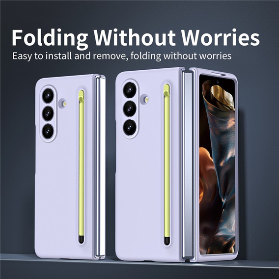 Etui ze szkłem i rysikiem do Samsung Galaxy Z Fold7 – fioletowe