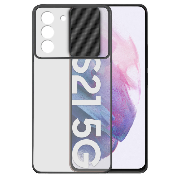 Etui do Samsung Galaxy S21+ Plus, z ochroną aparatu, przezroczyste / czarne