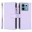 Etui z klapką do Xiaomi Redmi Note 13 Pro 4G / Xiaomi Redmi Note 14S / Xiaomi Poco M6 Pro 4G, Wallet Zipper Pocket, fioletowe