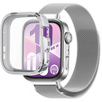 Bransoleta Milanese + Etui z osłoną na ekran do Huawei Watch Fit 4 Pro, Srebrna