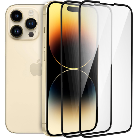 2x Szkło Hartowane do iPhone 14 Pro, ERBORD 3D pełne, szybka na cały ekran