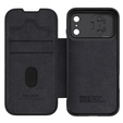 Etui z klapką NILLKIN do iPhone 17 Pro Max, CamShield Qin Pro, skórzane, czarne