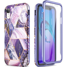 Etui do iPhone XR, Suritch Full Body Marble, fioletowe