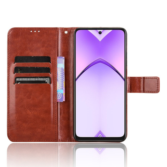 Etui z klapką do Oppo A40 / Oppo A40m, Crazy Horse Wallet, brązowe