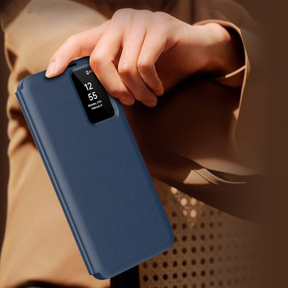 Etui z klapką do Samsung Galaxy S23 FE, Smart View Wallet, granatowe