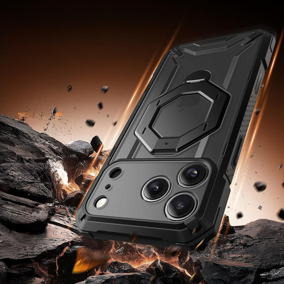 Etui do iPhone 17 Pro Max, Tongate MagSafe Stand, Transparent-dark grey