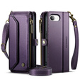 Etui CASEME do iPhone 16e RFID Leather Wallet, RFID Leather Wallet, z paskiem na ramię, fioletowe