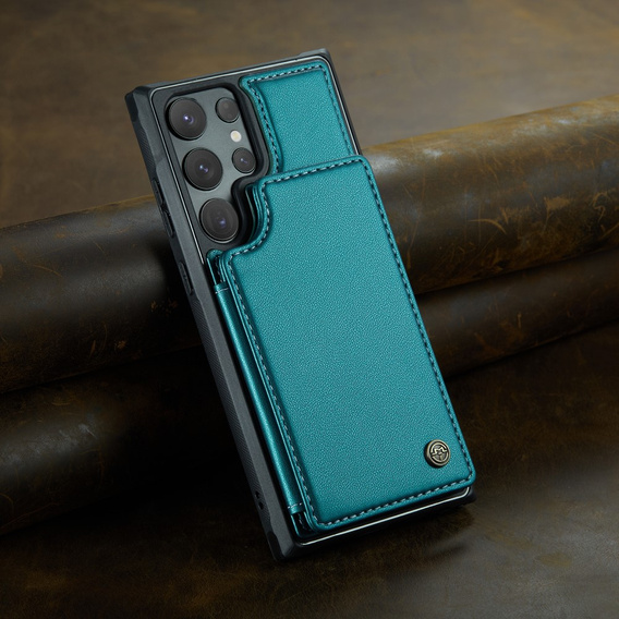 Etui z klapką CASEME do Samsung Galaxy S25 Ultra, Litchi Wallet, zielone