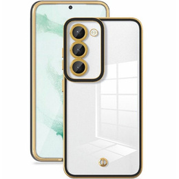 Etui do Samsung Galaxy S23 Plus, przezroczyste z czarną / złotą ramką