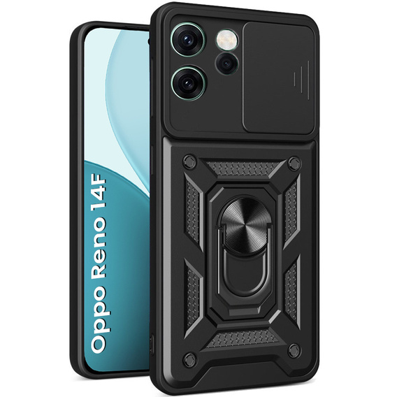Etui pancerne do Oppo Reno 14 F / 14 FS, CamShield Slide, czarne