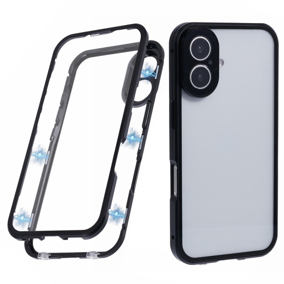 Etui do iPhone 16, Magnetic Dual Glass, czarne