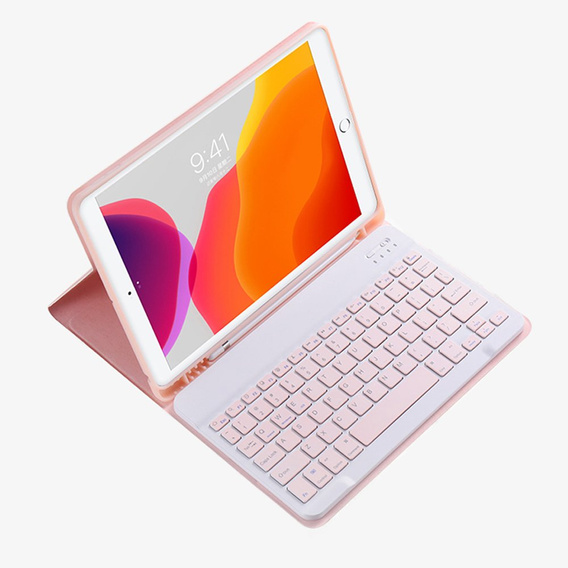 Etui z klawiaturą do iPad 9.7" 2018/2017 (6/5 gen.) / Air 2/1 9.7" 2014/2013, różowe rose gold