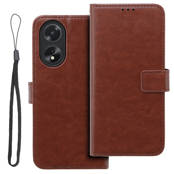 Etui z klapką do Oppo A58 4G, Crazy Horse Wallet, brązowe