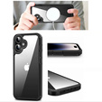 Etui do iPhone 16, ERBORD Hybrid, przezroczyste / czarne + 2x Szkło na ekran + 2x Szkło na aparat