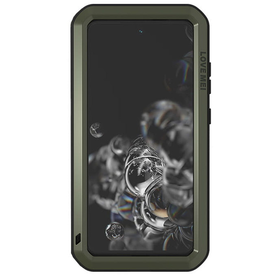 Etui Love Mei do Samsung Galaxy S21 FE, pancerne ze szkłem, zielone