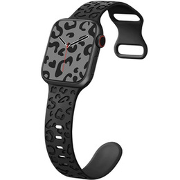 Pasek Silikonowy do Apple Watch 1/2/3/4/5/6/7/8/9/10/11/SE 38/40/41/42mm, Leopard, Czarny