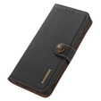 Skórzane Etui KHAZNEH RFID do Xiaomi Poco F6 Pro, Litchi Texture, czarne